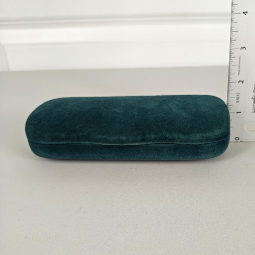Gucci Teal Green Velvet Eyeglass Sunglasses Case Hard Shell Orange Interior - Picture 4 of 6